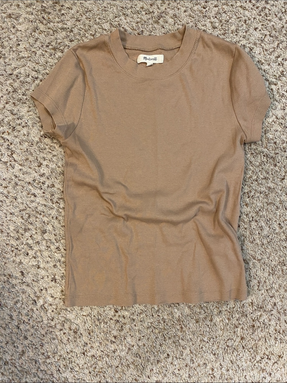 Madewell Short Sleeve Ribbed Tee in Camel Tan